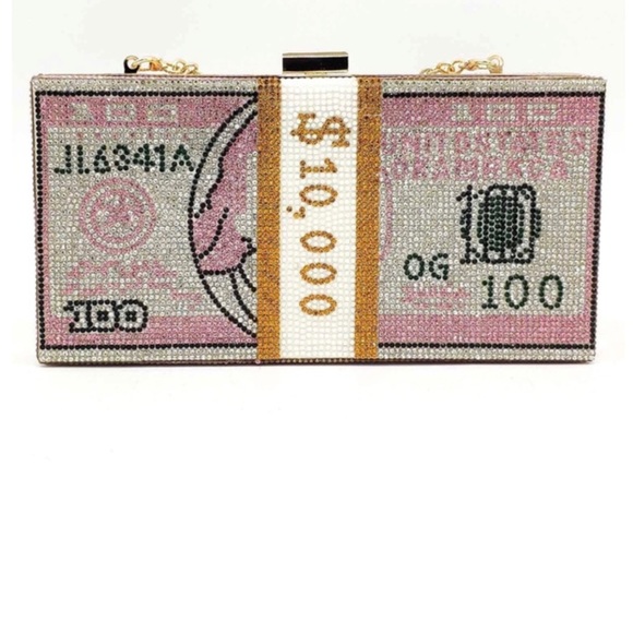 Handbags - •Bank Roll Betty• Pink Instinct Rhinestone Clutch